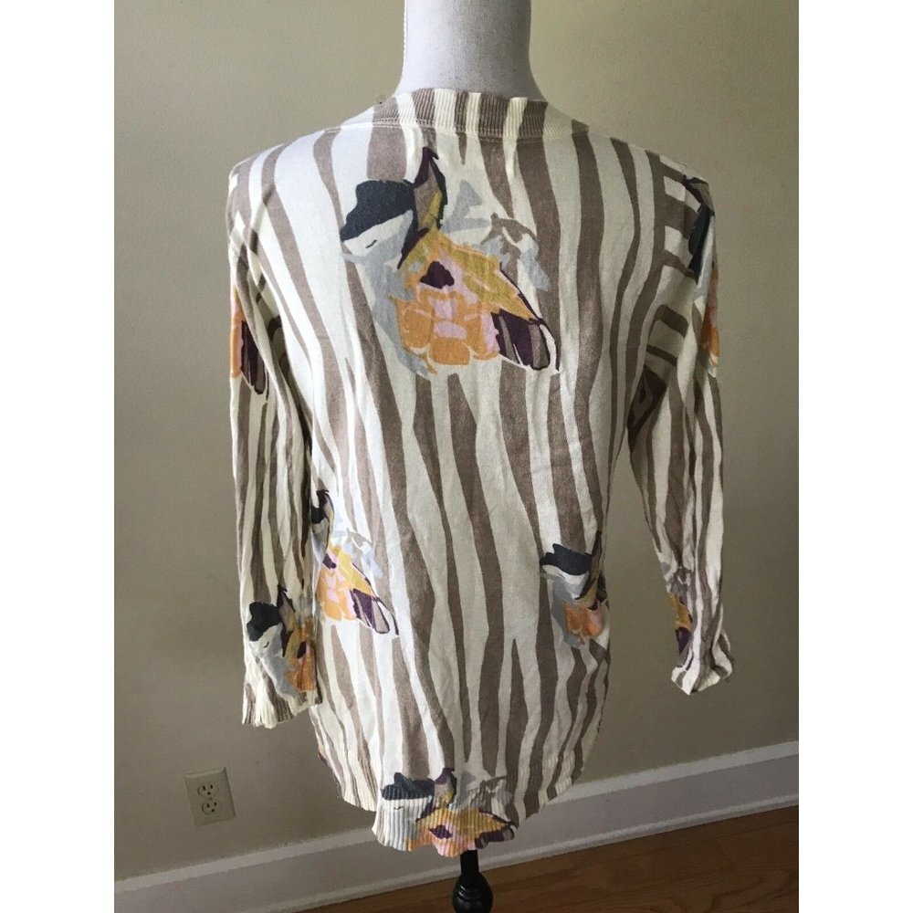 Anthropologie Sparrow Floral Rendering Striped - Picture 7 of 9